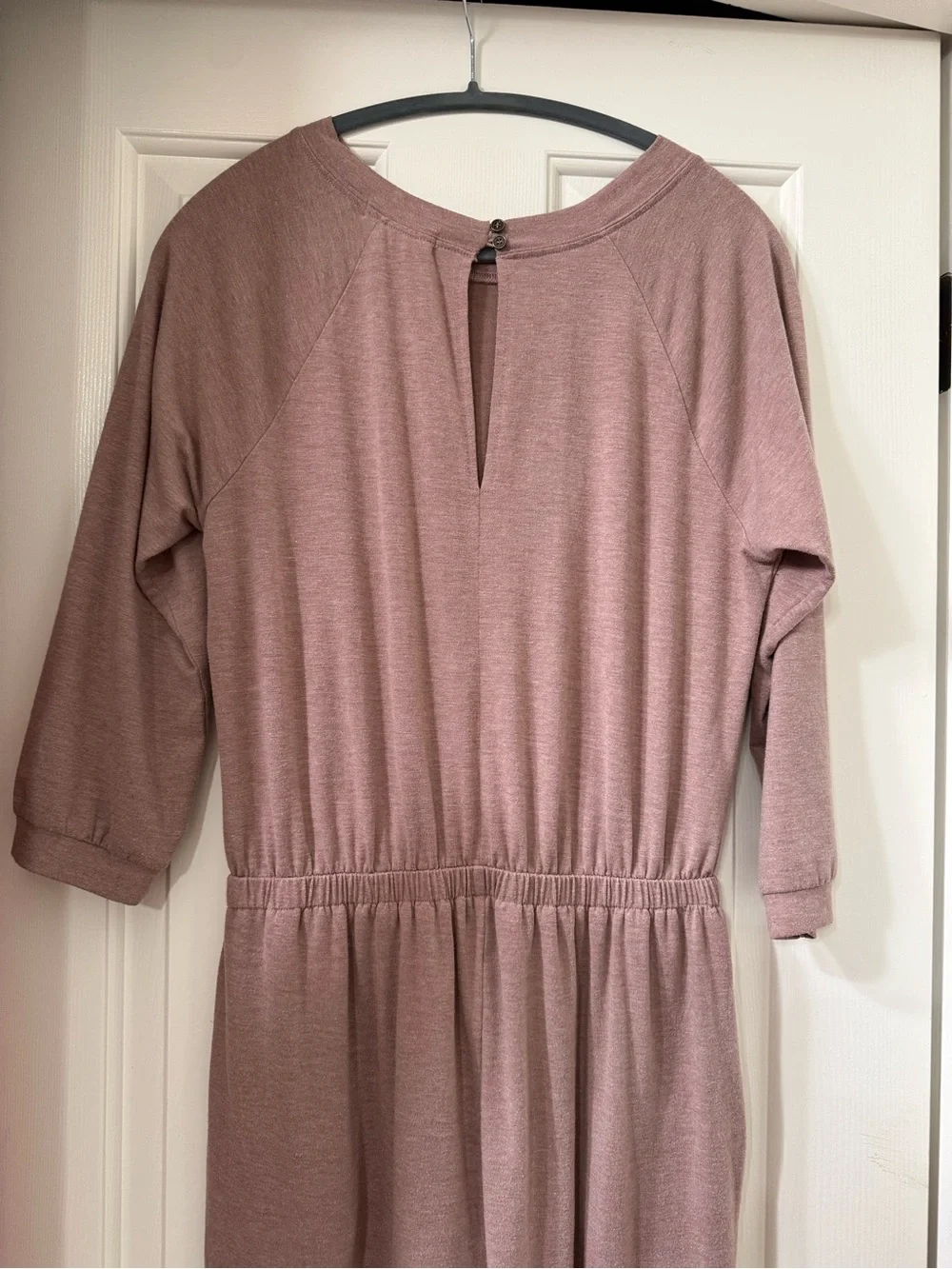 Bebop Dusty Mauve Long Sleeve Jogger Jumpsuit with Drawstring Waist - Large